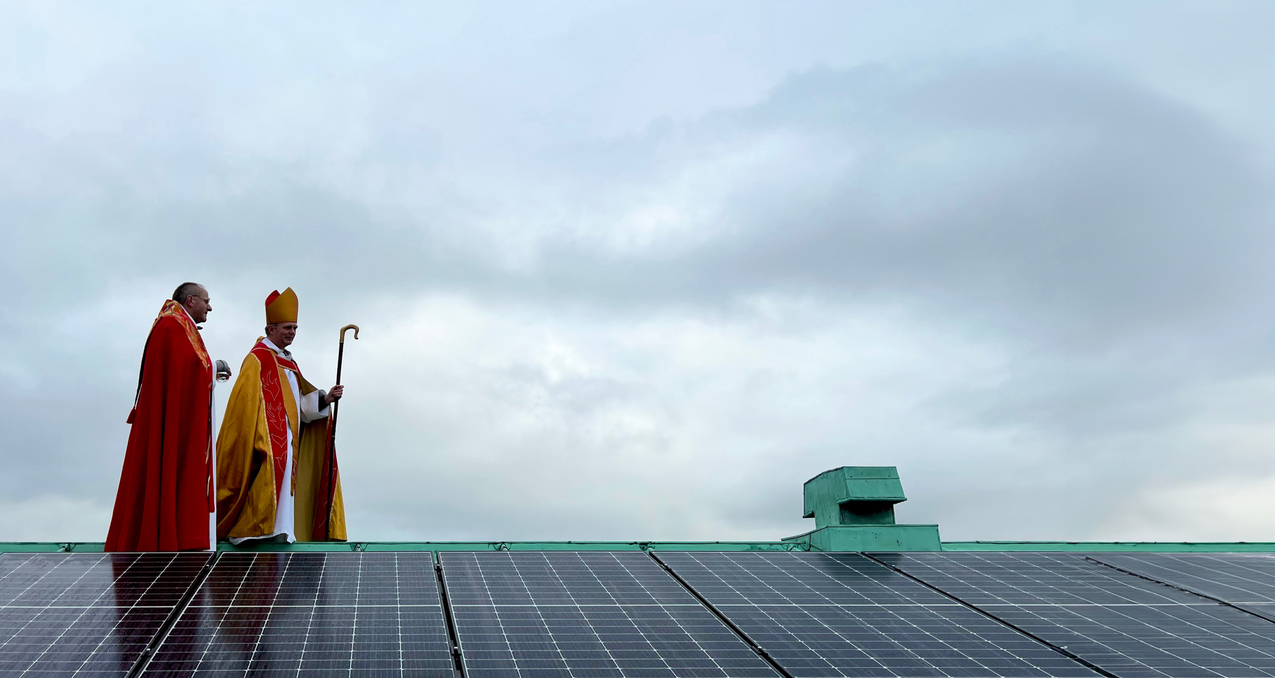 Solar panels on the roof of Chester Cathedral