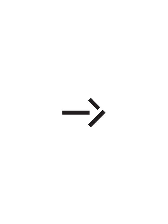 Minimal black right-pointing arrow composed of three short bars, centred on a white background.